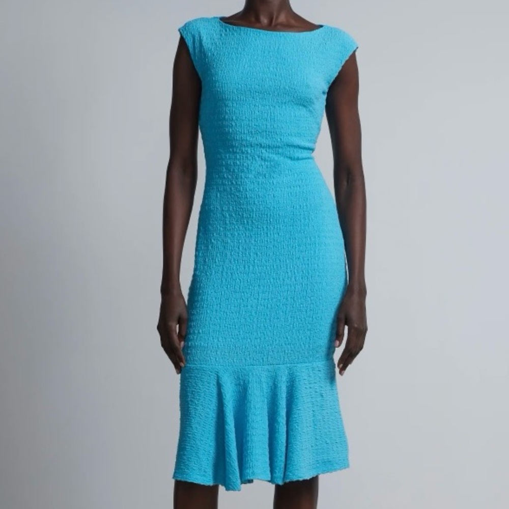Boat-Neck Trumpet-Hem Sheath Dress
